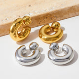 Fashion hollow earrings vacuum furnace plating new simple style C-shaped earrings female before and after two wear stainless steel earrings