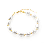 Steel and gold pearl with steel beads bracelet 10*13mm 20+5cm