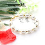 Steel and gold pearl with steel beads bracelet 10*13mm 20+5cm