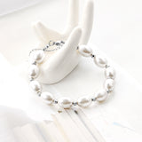 Steel and gold pearl with steel beads bracelet 10*13mm 20+5cm