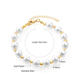 Steel and Gold Pearls with Steel Beads Bracelet 10mm 20+5cm