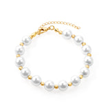 Steel and Gold Pearls with Steel Beads Bracelet 10mm 20+5cm