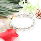 Steel and Gold Pearls with Steel Beads Bracelet 10mm 20+5cm