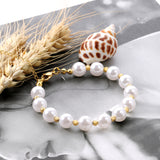 Steel and Gold Pearls with Steel Beads Bracelet 10mm 20+5cm