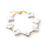 Steel & Gold Full Hole Square Bracelet 11mm & 15mm 20+5cm