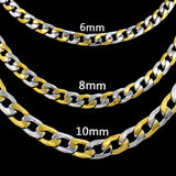 Stylish 6mm & 8mm &10mm Mixed Color & Gold & Steel Color Long Necklace Side Cross Stripe DIY Matching Chain