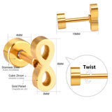 12 pairs Steel/Gold Frosted Screw In Stud Earrings without Diamonds