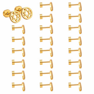 12 pairs steel/gold/black screw-in stud earrings without diamonds