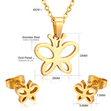 Steel/golden butterfly shape hollowed out glossy cut set without diamonds