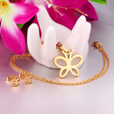 Steel/golden butterfly shape hollowed out glossy cut set without diamonds