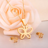 Steel/golden butterfly shape hollowed out glossy cut set without diamonds