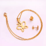 Steel/golden butterfly shape hollowed out glossy cut set without diamonds