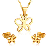 Steel/golden butterfly shape hollowed out glossy cut set without diamonds