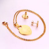 Steel/Gold Minimalist Glossy Heart Cut Jewelry Set without Diamonds