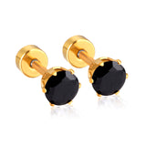 3mm~7mm round white diamond screw plugs in gold/steel color