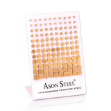 3mm-8mm Snapback Steel/Gold/Rose Gold/Black Square Cut/Frosted Stud Earrings