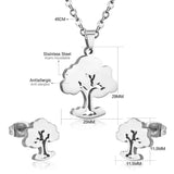 Steel/golden hollow faceted large tree cut jewelry set without diamonds