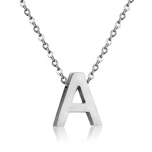 ASON Delicate Classic Style Initial 26 Letters Alphabet Chain Pendant Necklace Stainless Steel Color Jewelry Chokers