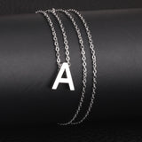 ASON Delicate Classic Style Initial 26 Letters Alphabet Chain Pendant Necklace Stainless Steel Color Jewelry Chokers