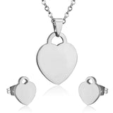 Steel/Gold Minimalist Glossy Heart Cut Jewelry Set without Diamonds