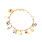 Goldtone Accessory Bracelet with Cat's Eye Palm U-Shaped Heart