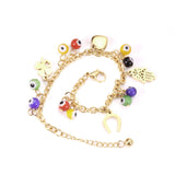 Goldtone Accessory Bracelet with Cat's Eye Palm U-Shaped Heart