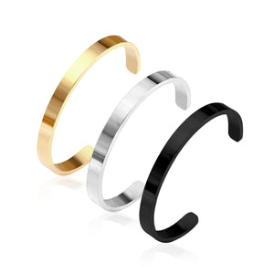 Three colorsBlackGoldSteelColorSmooth surfaceOpen hard bracelet