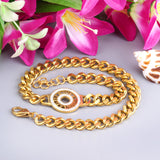 Gold Tone Folded Double With Diamonds Circles Bracelet