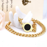 Gold Folding Double Bracelet with Black and White Shells