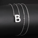 ASON Delicate Classic Style Initial 26 Letters Alphabet Chain Pendant Necklace Stainless Steel Color Jewelry Chokers