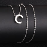 ASON Delicate Classic Style Initial 26 Letters Alphabet Chain Pendant Necklace Stainless Steel Color Jewelry Chokers