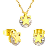 Gold/Steel with Zircon + Extra Small Glossy Butterfly Shape Jewelry Set