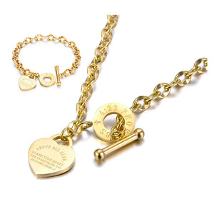 Chic Gold - toned Heart - shaped and Bolt Charm Bracelet - Customize only