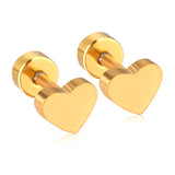 12 pairs steel/gold/mixed color screw back stud earrings without diamonds