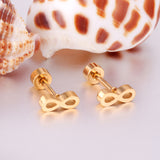 12 pairs Steel/Gold Frosted Screw In Stud Earrings without Diamonds