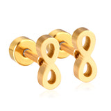 12 pairs Steel/Gold Frosted Screw In Stud Earrings without Diamonds