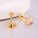 12 pairs Steel/Gold Current Screwback Earrings without Drill