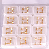 12 pairs 7mm steel/golden heart mix/white diamond screw plugs