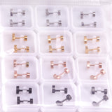 12 pairs steel/gold/mixed color screw back stud earrings without diamonds