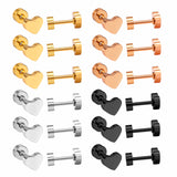 12 pairs steel/gold/mixed color screw back stud earrings without diamonds