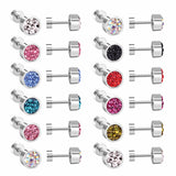 6mm Cylindrical Mixed Color Clay Drill Screw In Earrings