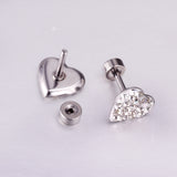 12 pairs 9mm steel/golden heart shaped sludge mix/five colors/white white sludge screw plugs