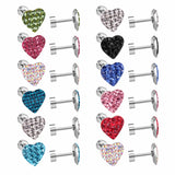 12 pairs 9mm steel/golden heart shaped sludge mix/five colors/white white sludge screw plugs