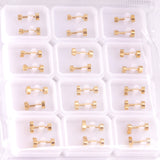 12 pairs 3mm/4mm/5mm/6mm steel/gold screw-in earrings without diamonds