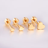 12 pairs 3mm/4mm/5mm/6mm steel/gold screw-in earrings without diamonds