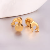 12 pairs Dolphin Shape Steel Goldtone Screwback Stud Earrings