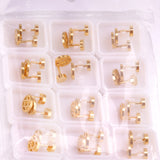 12 pairs steel/gold/black screw-in stud earrings without diamonds