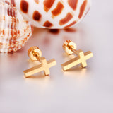 12 pairs steel/golden Cross Screwback Earrings w/o drill