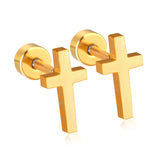 12 pairs steel/golden Cross Screwback Earrings w/o drill