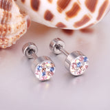 6mm Cylindrical Mixed Color Clay Drill Screw In Earrings